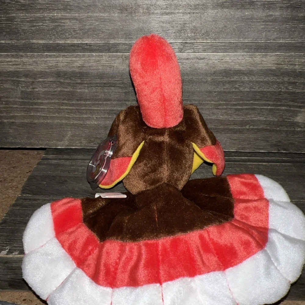 Ty Beanie Baby Gobbles the Turkey 1996 Thanksgiving Plush Brown Red White 4034